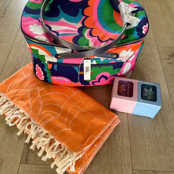 Trina Turk Insulated Picnic Tote NWT + Bonus Tumblers & Beach Blanket! - Picture 5 of 9